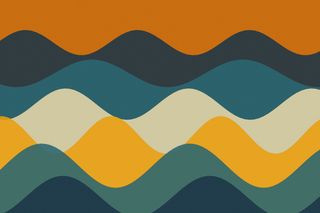 Illustration of layered waves in orange, teal, cream and navy.