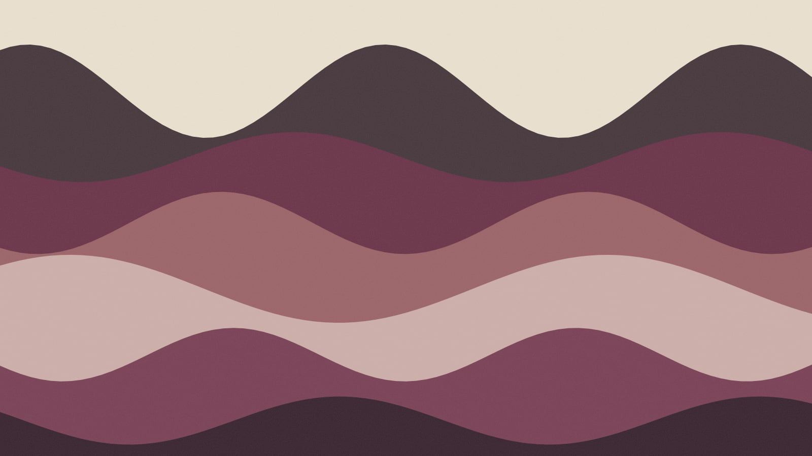Illustration of layered waves in shades of plum, rose and cream.