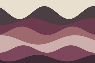 Illustration of layered waves in shades of plum, rose and cream.